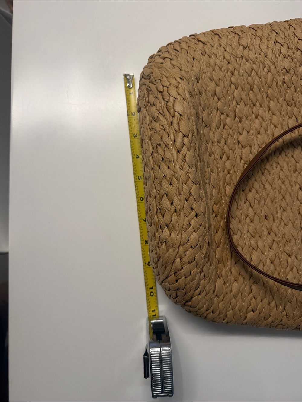 Natural Woven Tote with Brown Leather Handles - Picture 4 of 5